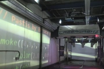 Live coding Hydra video Synth remotely at car wash in San Francisco